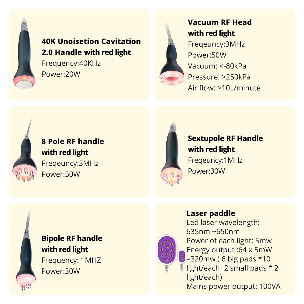 6 in 1 Ultrasonic Cavitation Machine with RF &amp; Lipo Laser Therapy image 3