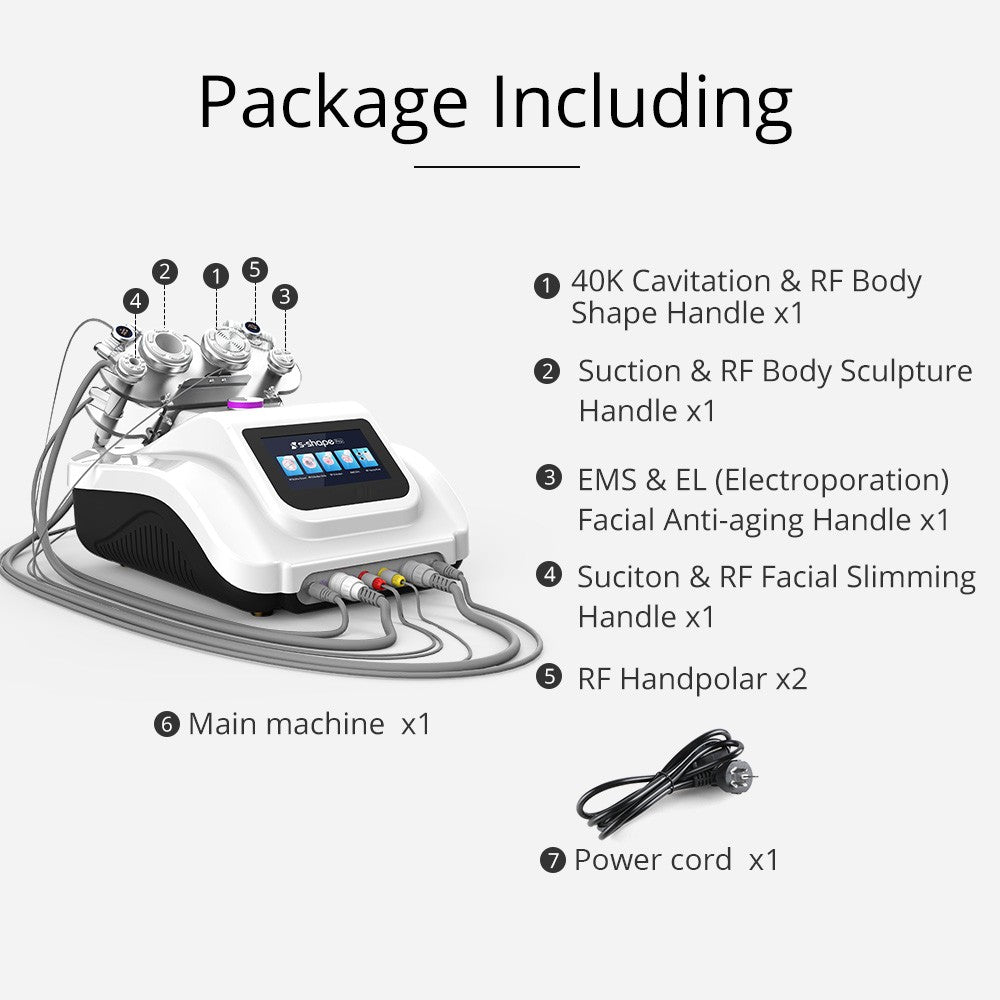 5 in 1 Ultrasonic 30K Cavitation Radio Frequency RF with EMS &amp; EL (Electric Muscle Stimulation and Electroporation) S-Shape Machine image 2