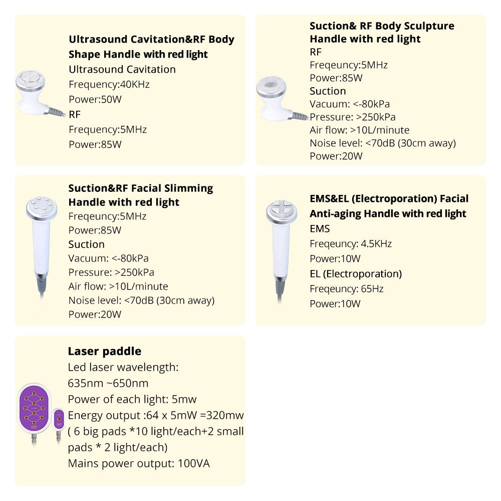 5 in 1 Ultrasonic 30K Cavitation 5mW Lipo Laser Radio Frequency RF with EMS &amp; EL (Electric Muscle Stimulation and Electroporation) S-Shape Machine image 3