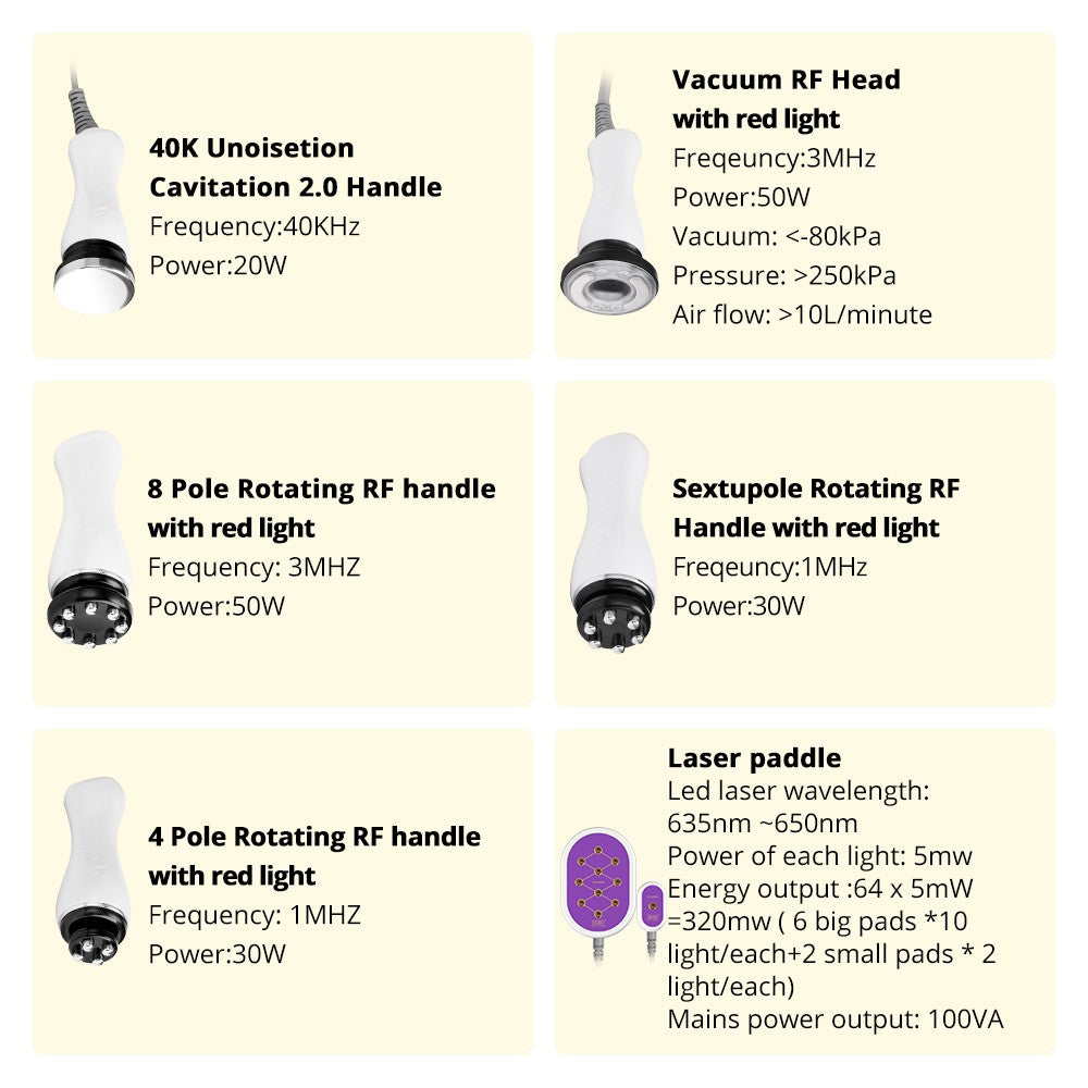 6 in 1 Ultrasonic 40K Cavitation with Rotary - Rotating RF and Lipo Laser image 3