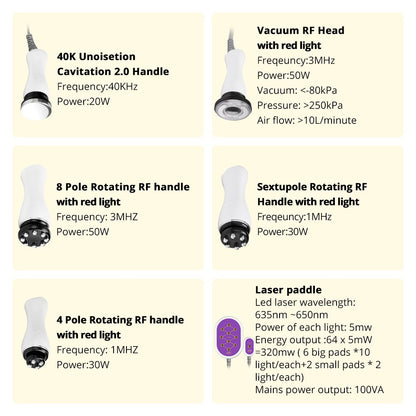 6 in 1 Ultrasonic 40K Cavitation with Rotary - Rotating RF and Lipo Laser image 3