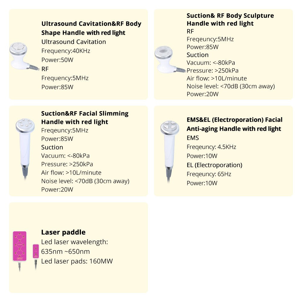 5 in 1 Ultrasonic 30K Cavitation 160mW Lipo Laser Radio Frequency RF with EMS &amp; EL (Electric Muscle Stimulation and Electroporation) S-Shape Machine ( MORE POWERFUL ) image 3