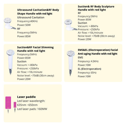 5 in 1 Ultrasonic 30K Cavitation 160mW Lipo Laser Radio Frequency RF with EMS &amp; EL (Electric Muscle Stimulation and Electroporation) S-Shape Machine ( MORE POWERFUL ) image 3